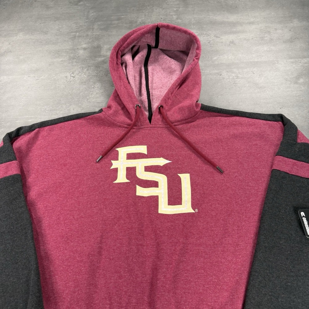 Florida State Seminoles Hoodie Womens Large Spellout Garnet Gold NEW Baggy‎ Crop
